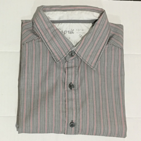 Esprit Casual Button Up Shirt Gray Red X-Small - Picture 3 of 5